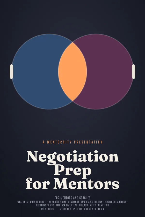 Film-style poster for the Negotiation Prep for Mentors presentation