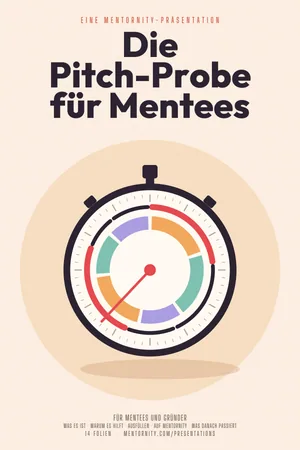 Bild im Stil eines Filmplakats zur Präsentation Die Pitch-Probe für Mentees