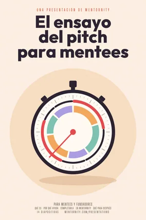Imagen estilo póster de cine para la presentación El ensayo del pitch para mentees