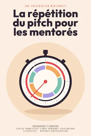 Image style affiche de film pour la présentation La répétition du pitch pour les mentorés