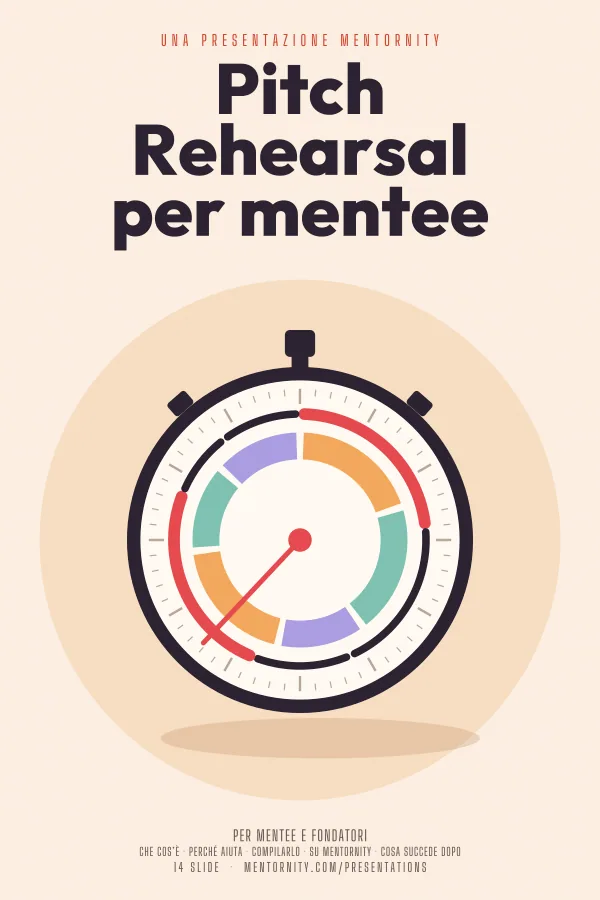 Locandina in stile film della presentazione Pitch Rehearsal per mentee