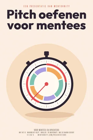 Afbeelding in filmposterstijl voor de presentatie Pitch oefenen voor mentees