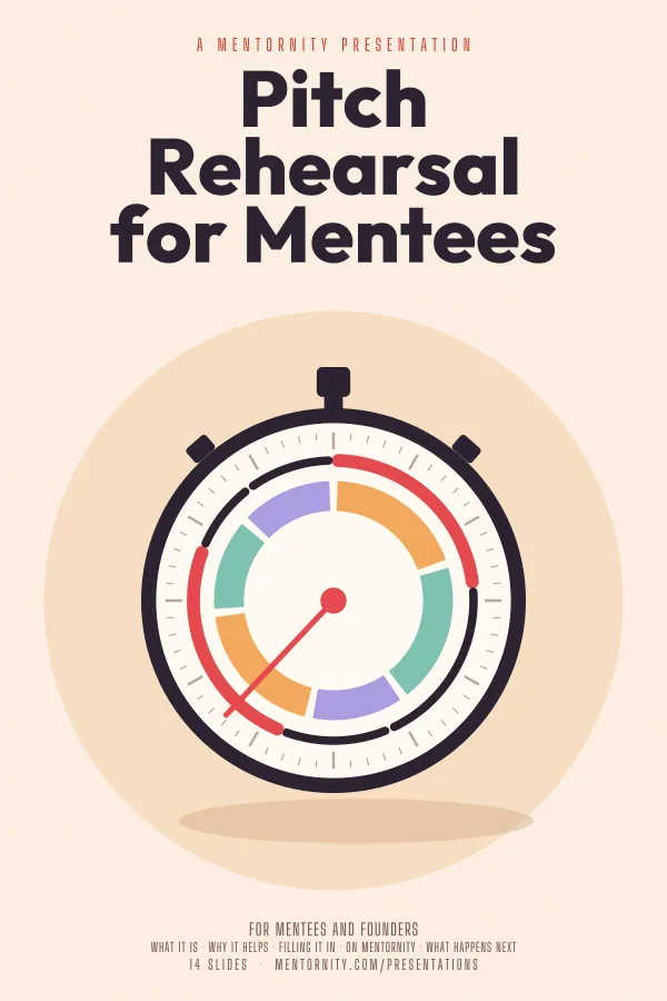 Film-style poster for the Pitch Rehearsal for Mentees presentation