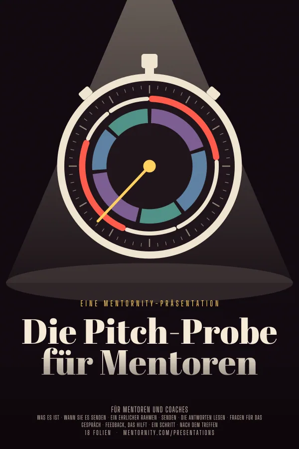 Filmplakat zur Präsentation Die Pitch-Probe für Mentoren