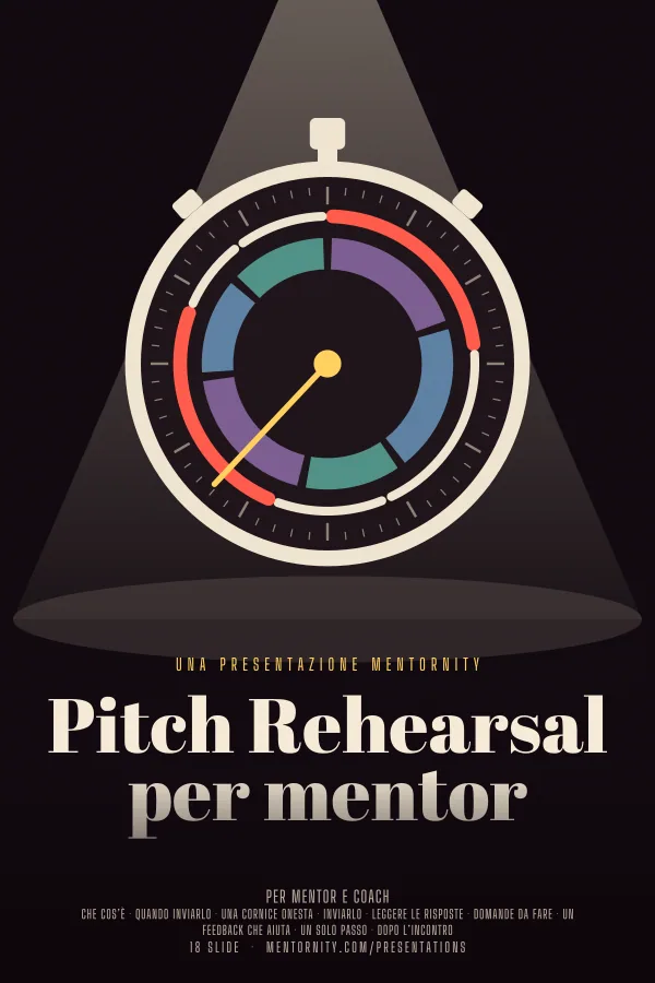 Locandina in stile film della presentazione Pitch Rehearsal per mentor