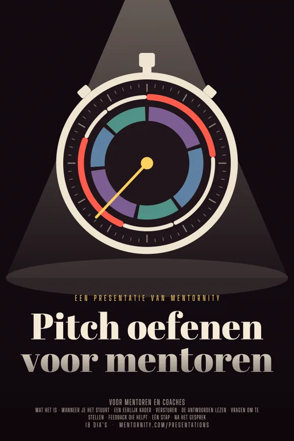 Filmposter voor de presentatie Pitch oefenen voor mentoren