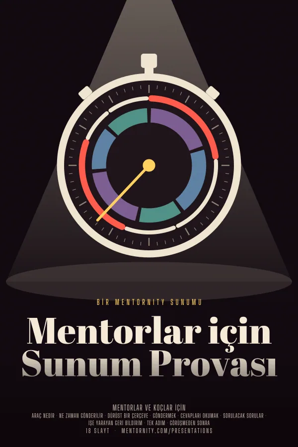 Mentorlar için Sunum Provası sunumu için film afişi tarzında görsel