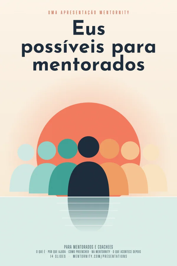 Pôster em estilo de cinema da apresentação Eus possíveis para mentorados