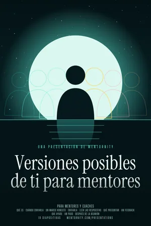 Imagen estilo póster de cine para la presentación Versiones posibles de ti para mentores
