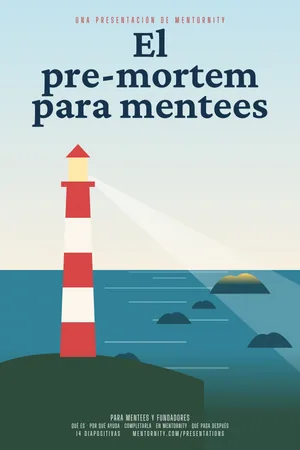 Imagen estilo póster de cine para la presentación El pre-mortem para mentees