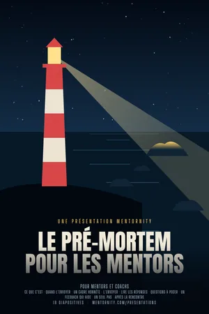 Image style affiche de film pour la présentation Le pré-mortem pour les mentors