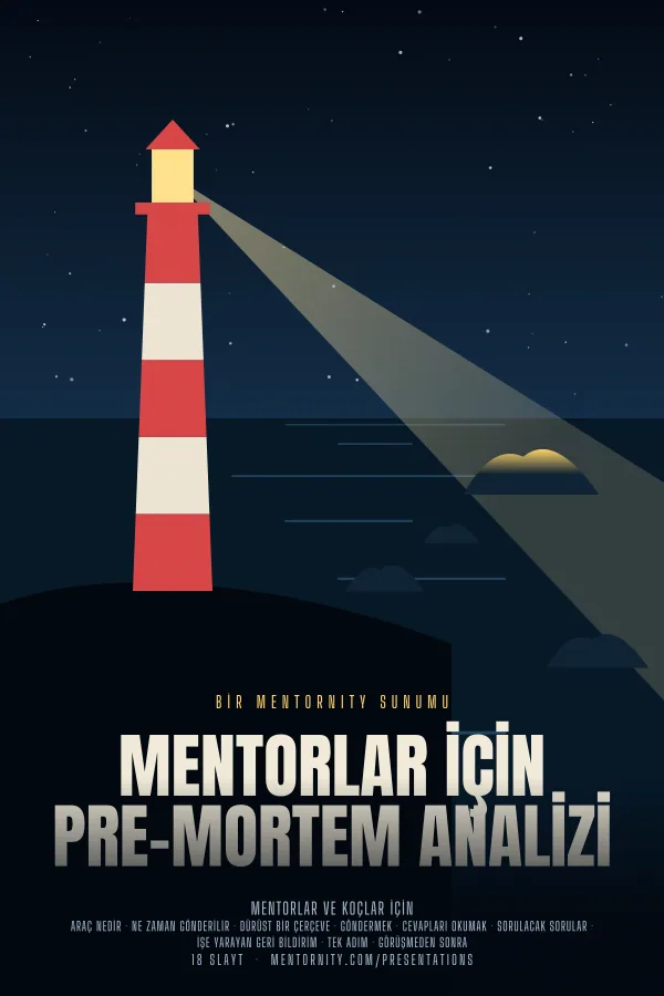 Mentorlar için Pre-mortem Analizi sunumu için film afişi tarzında görsel