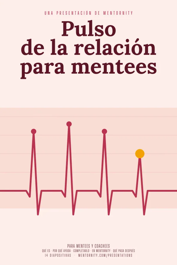 Póster de estilo cinematográfico de la presentación Pulso de la relación para mentees