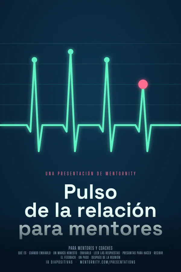 Póster de estilo cinematográfico de la presentación Pulso de la relación para mentores