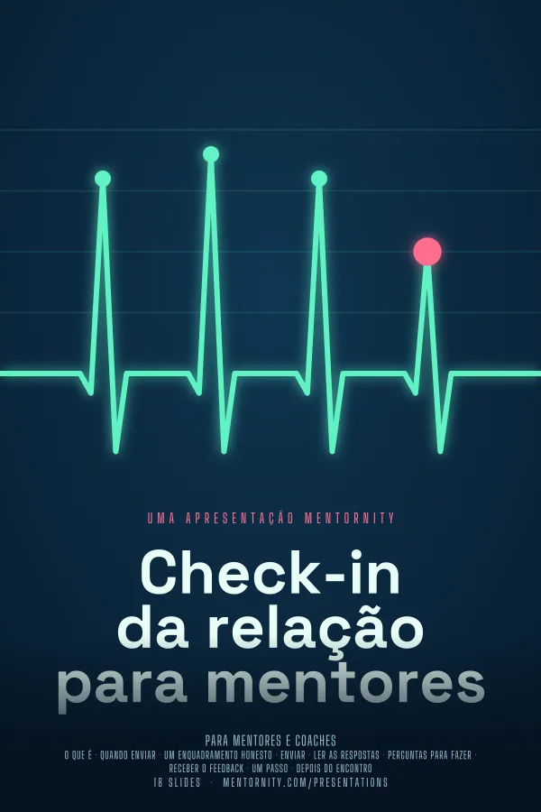Pôster em estilo de cinema da apresentação Check-in da relação para mentores