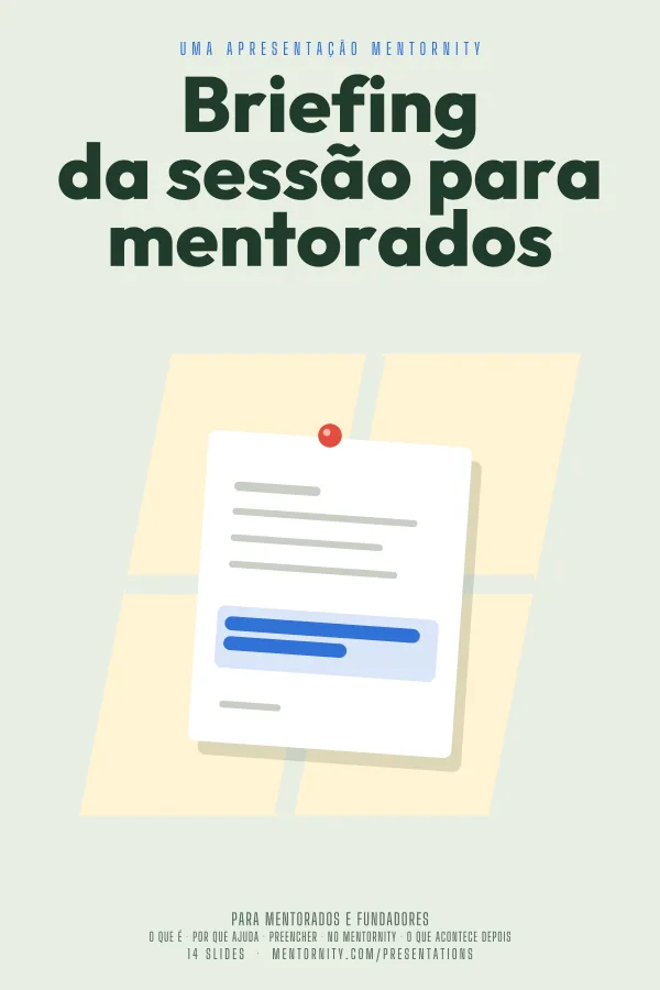Pôster em estilo de cinema da apresentação Briefing da sessão para mentorados