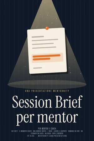 Immagine in stile locandina per la presentazione Session Brief per mentor