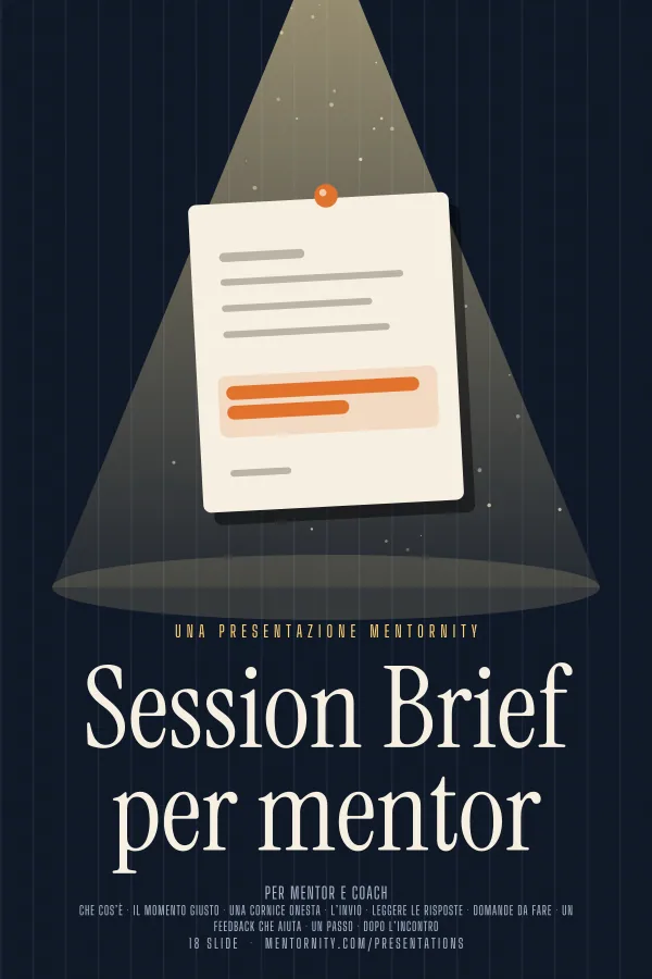 Locandina in stile film della presentazione Session Brief per mentor