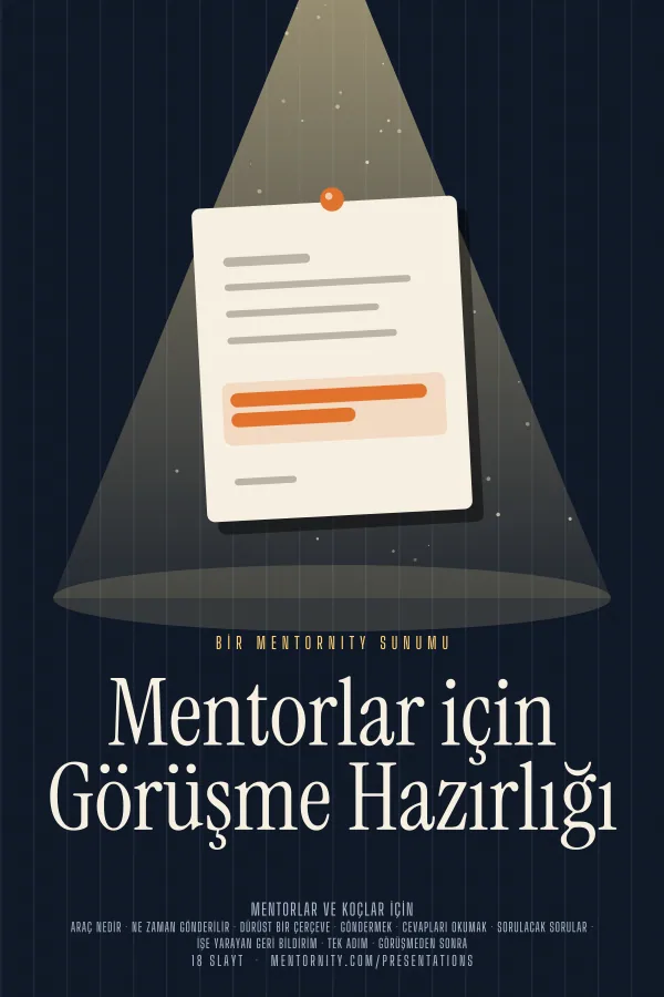 Mentorlar için Görüşme Hazırlığı sunumu için film afişi tarzında görsel