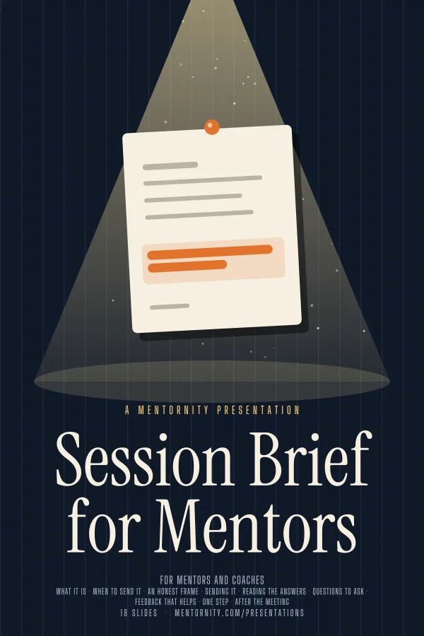Film-style poster for the Session Brief for Mentors presentation