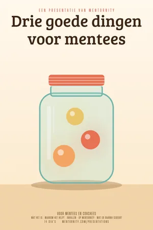 Afbeelding in filmposterstijl voor de presentatie Drie goede dingen voor mentees