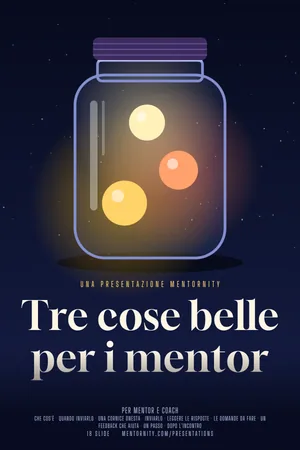 Immagine in stile locandina per la presentazione Tre cose belle per i mentor