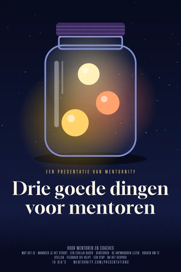 Filmposter voor de presentatie Drie goede dingen voor mentoren