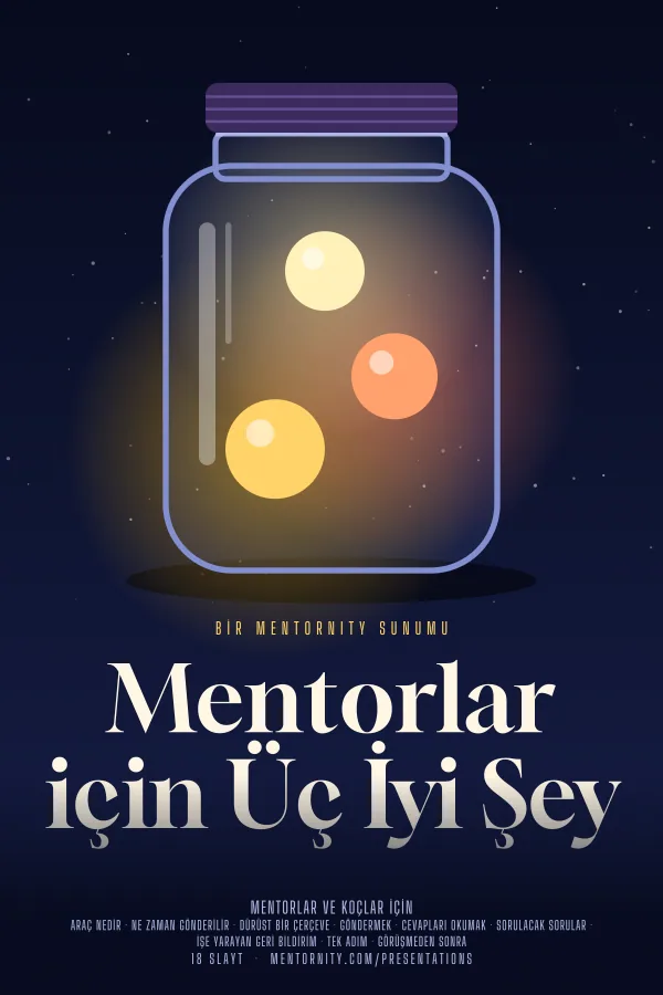 Mentorlar için Üç İyi Şey sunumu için film afişi tarzında görsel