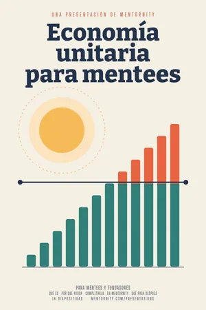 Imagen estilo póster de cine para la presentación Economía unitaria para mentees