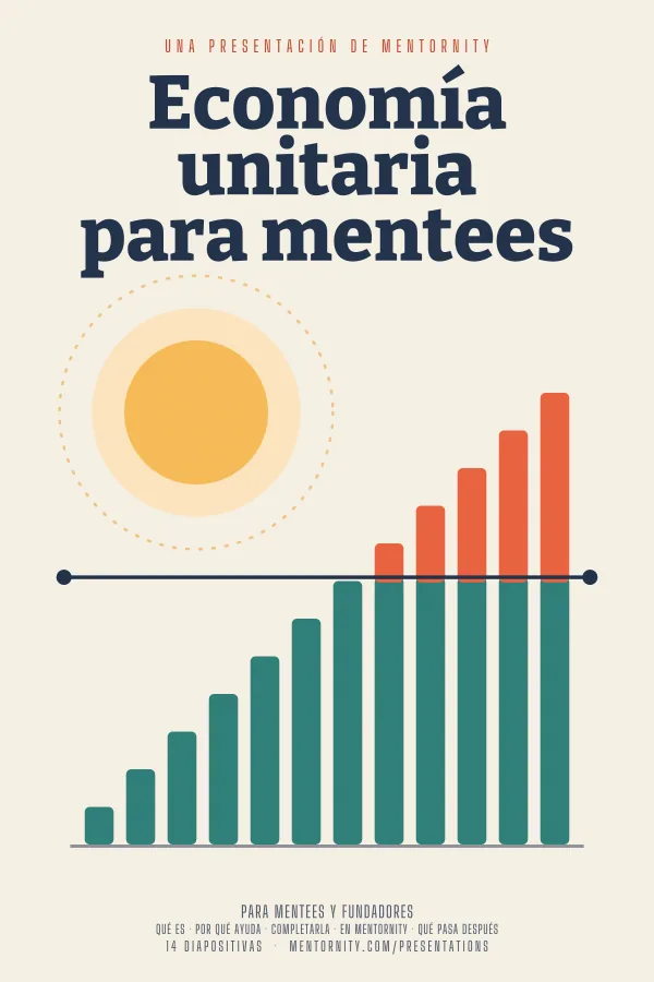 Póster de estilo cinematográfico de la presentación Economía unitaria para mentees