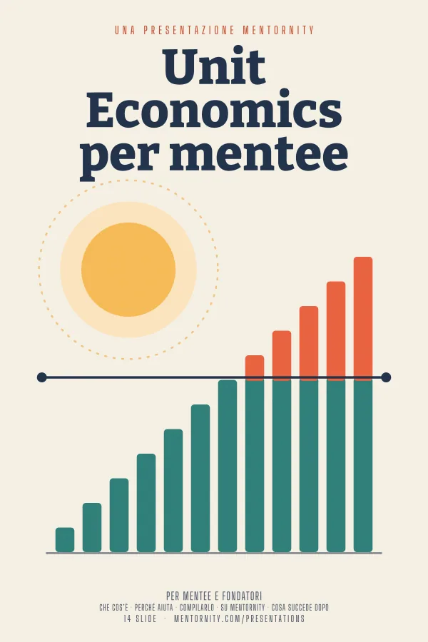 Locandina in stile film della presentazione Unit Economics per mentee