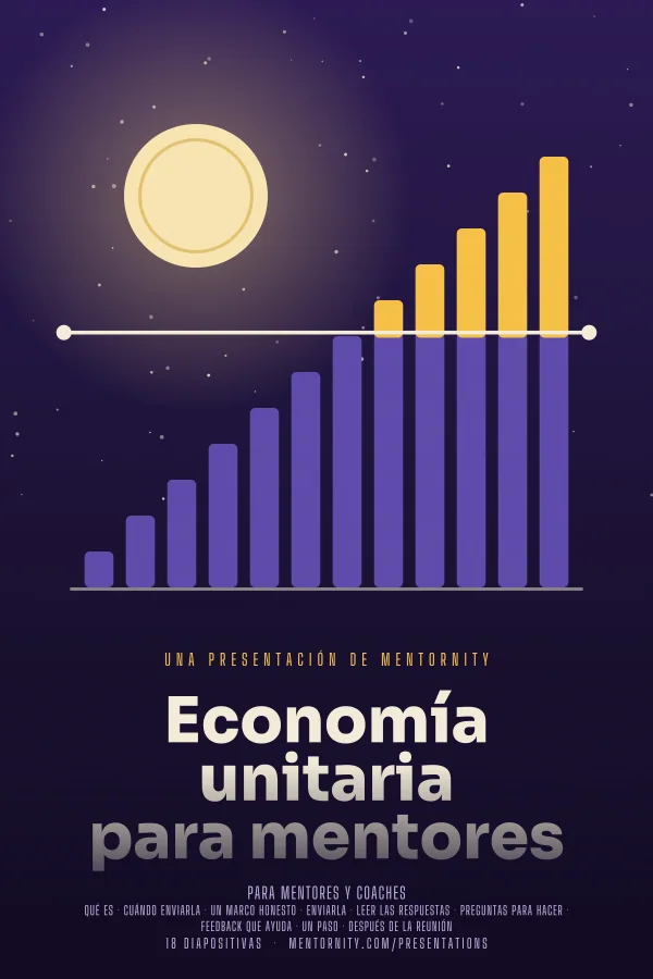 Póster de estilo cinematográfico de la presentación Economía unitaria para mentores