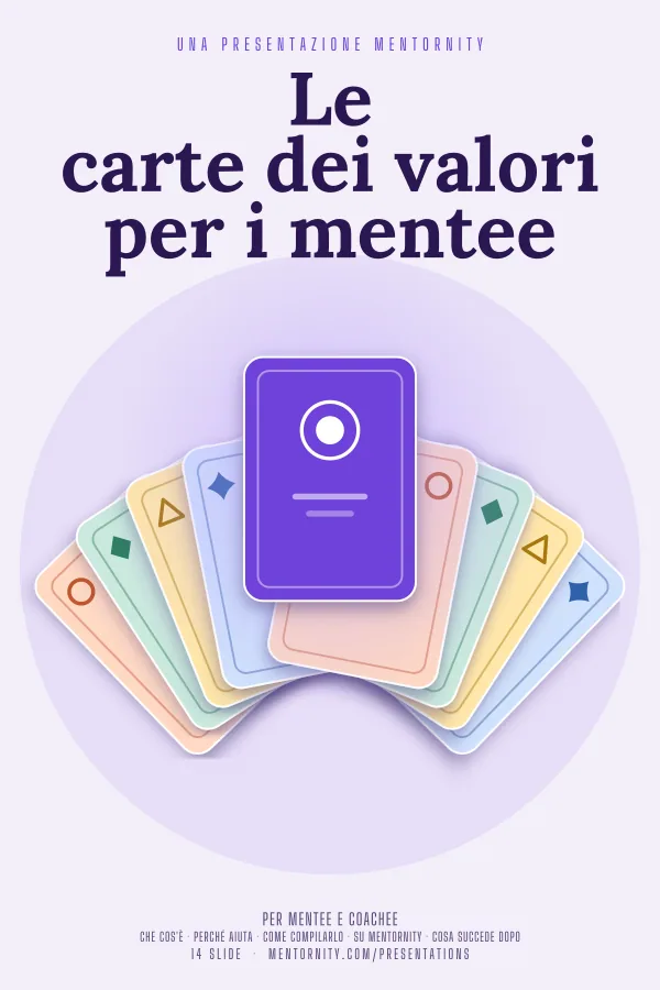 Locandina in stile film della presentazione Le carte dei valori per i mentee