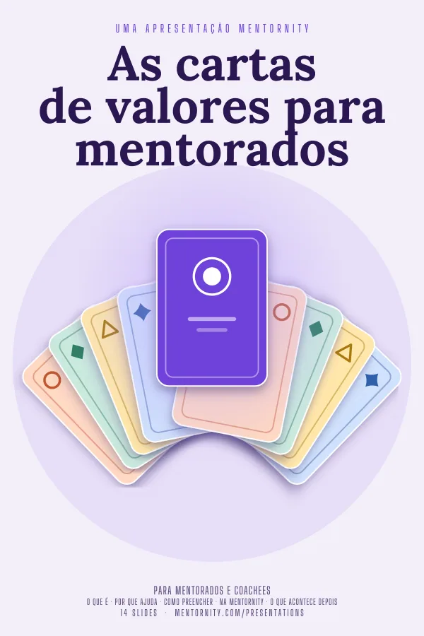 Pôster em estilo de cinema da apresentação As cartas de valores para mentorados
