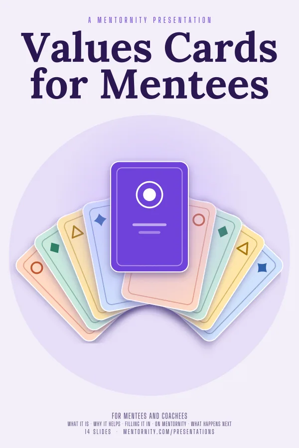 Film-style poster for the Values Cards for Mentees presentation