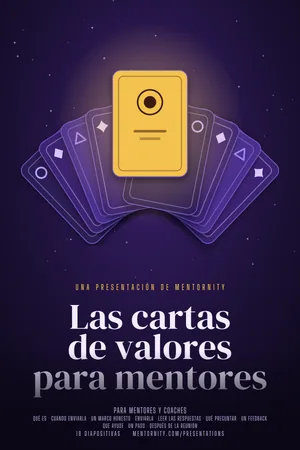 Imagen estilo póster de cine para la presentación Las cartas de valores para mentores