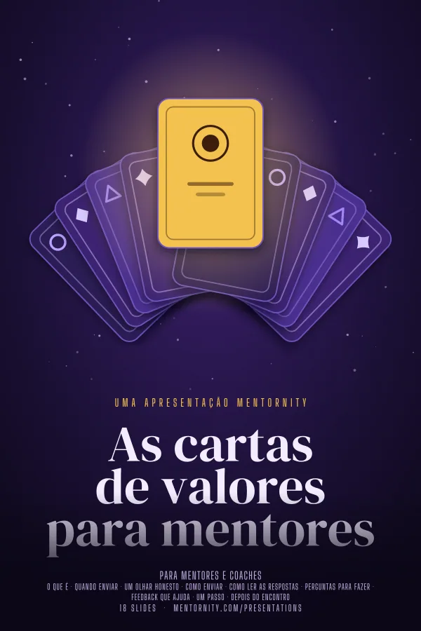 Pôster em estilo de cinema da apresentação As cartas de valores para mentores