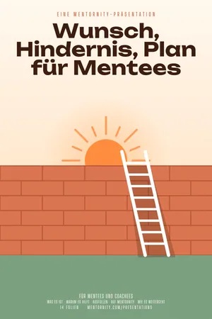 Bild im Stil eines Filmplakats zur Präsentation Wunsch, Hindernis, Plan für Mentees