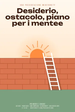 Immagine in stile locandina per la presentazione Desiderio, ostacolo, piano per i mentee