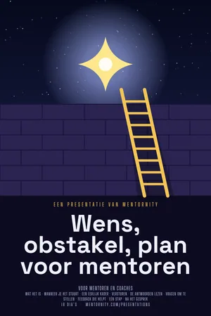 Afbeelding in filmposterstijl voor de presentatie Wens, obstakel, plan voor mentoren