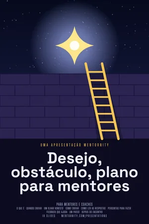 Imagem no estilo de pôster de cinema para a apresentação Desejo, obstáculo, plano para mentores