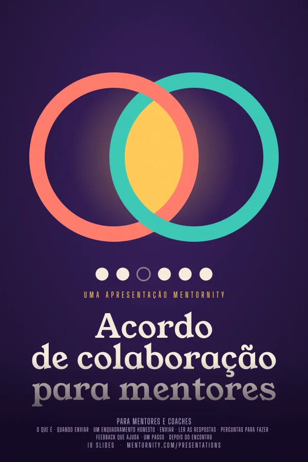 Pôster em estilo de cinema da apresentação Acordo de colaboração para mentores