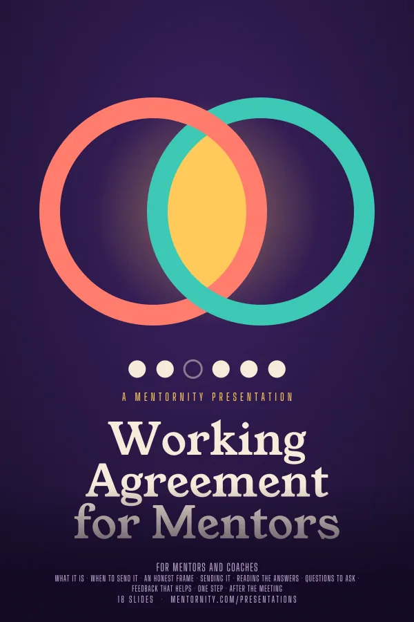 Film-style poster for the Working Agreement for Mentors presentation