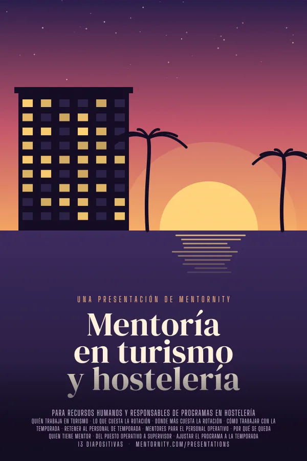 Póster de estilo cinematográfico de la presentación Mentoría en turismo y hostelería