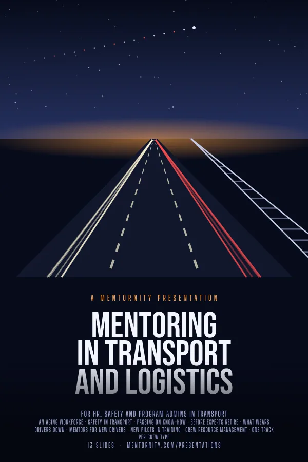 Film-style poster for the Mentoring in Transport and Logistics presentation