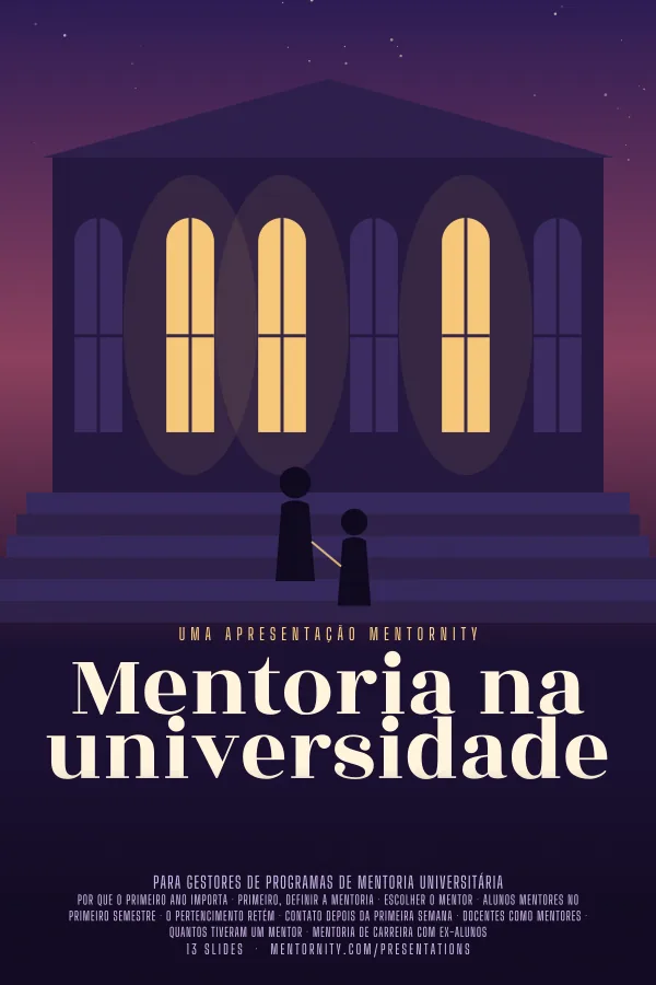 Pôster em estilo de cinema da apresentação Mentoria na universidade
