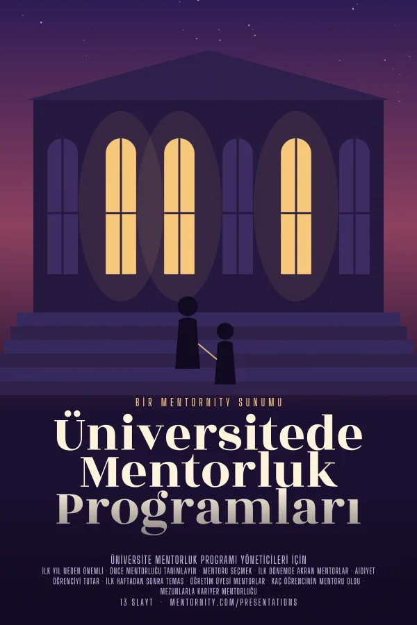 Üniversitede Mentorluk Programları sunumu için film afişi tarzında görsel
