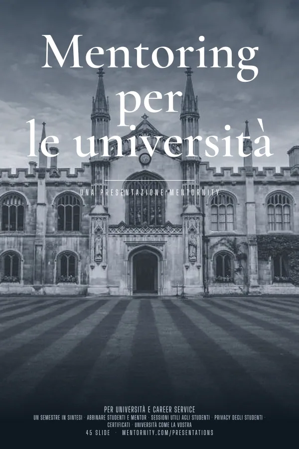 Locandina in stile film della presentazione Mentoring per le università