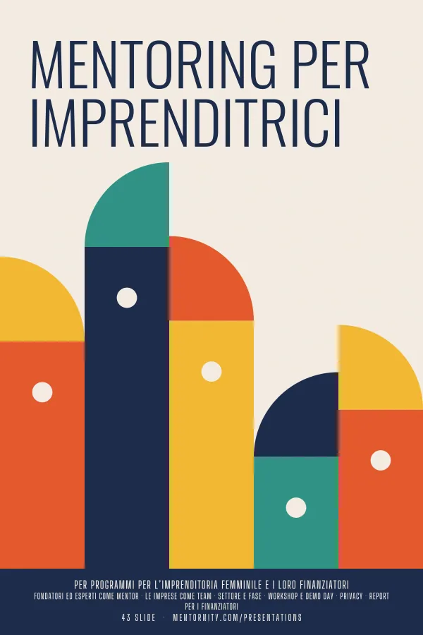 Locandina in stile film della presentazione Mentoring per imprenditrici