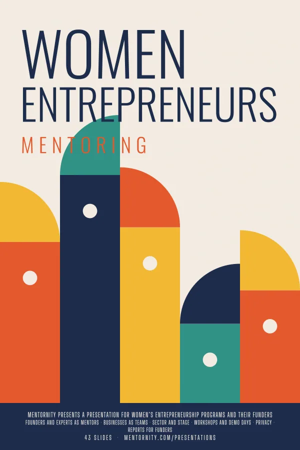Film-style poster for the Mentoring Program for Women Entrepreneurs presentation